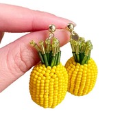 Anting Nanas Anyaman Manik-Manik Buatan Tangan Bergaya Liburan, Anting Cantik, Lucu, dan Penuh Kesenangan, Hadiah Sempurna untuk Teman