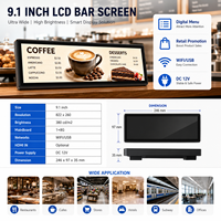 Pantalla Ultra Ancha de 9.1 Pulgadas para Señalización Digital en Pasillos de Tiendas de Abarrotes, Módulo de Pantalla LCD Estirada Tipo Barra