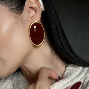 <span class=keywords><strong>Pendientes</strong></span> de Rubí Vintage, <span class=keywords><strong>Pendientes</strong></span> Ovalados Geométricos Grandes de Lujo, <span class=keywords><strong>Pendientes</strong></span> de Resina Roja para Mujer, Joyería para Fiestas y Bodas, Venta al Por Mayor - Product Image 3
