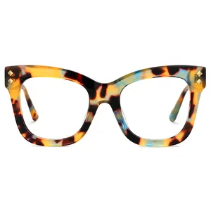 Wholesale Fashion Design Women Acetate Square Eyeglasses Thick Frame