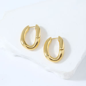 14 K Gold Hoop Korean <strong>Earrings</strong> Jewelry Women Low Price Non Tarnish Gift <strong>Horse</strong> <strong>Shoe</strong> <strong>Earring</strong> Oval U Huggie <strong>Earrings</strong> - Product Image 3
