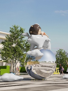 Personalizable al aire libre <span class=keywords><strong>Mei</strong></span> Chen oso escultura tarjeta de red roja IP fibra de vidrio acero resina artesanía Animal paisaje centro comercial pared escalada - Product Image 5