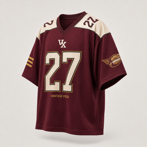 Vintage <b>College</b> Football Jersey Printed Short Sleeve Oversized Mesh Streetwear Fan Shirt Casual Sports Top - Product Image 4