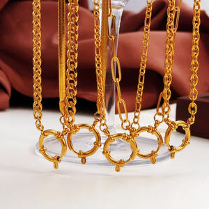 Colliers à chaînes fines en acier inoxydable plaqué or 18 carats PVD, étanches, avec fermoir <span class=keywords><strong>marin</strong></span> à ressort, chaîne trombone pour breloques DIY - Product Image 3