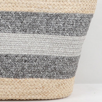Sac fourre-tout d'épaule personnalisé en corde de coton et écorce de maïs, écologique, tissé, color block gris, style bohème tendance, pour l'été, la plage et les voyages
