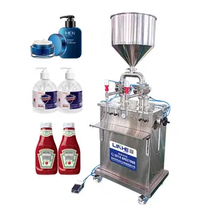 LINHE Vertical Semi automatic Filling Machine For Honey Syrup Peanut Butter 100-1000 ml Bottles Manual Filler Hopper