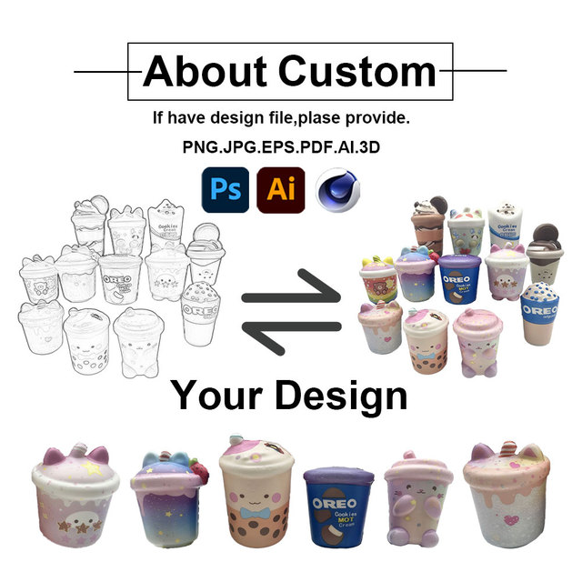 Promotional 12cm Pu Foam Bubble Tea Cup Shape Antistess Toy Fidget Squeeze Toy Slow Rising Pu Stress Relief Ball for Kids
