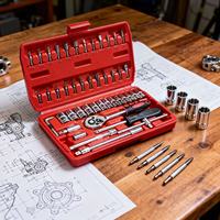 Kit d'outils de réparation automobile multifonctionnel de 46 pièces, coffret rigide, clés à douilles manuelles, tournevis, chrome vanadium