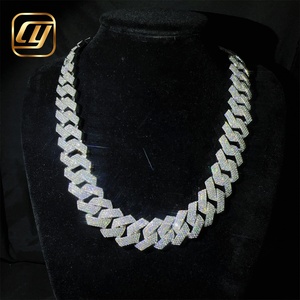 Hip Hop Jewelry 925 Sterling Silver Hip Hop 20MM <b>Iced</b> <b>Out</b> GRA Certificated VVS Moissanite Diamond Cuban Link <b>Chain</b> Necklace - Product Image 1