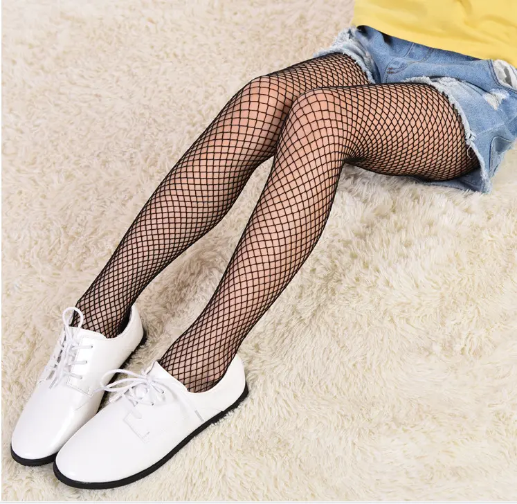 2020 New Fashion Kid Girl Solid Black Fishnet Leggings