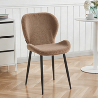 Chaise de salle à manger confortable, moderne, empilable, imperméable, à dossier haut, avec revêtement en velours Teddy pour la maison, l'appartement, l'hôtel, le restaurant