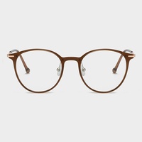 Monture de lunettes ronde transparente rouge bordeaux tendance avec coins en métal doré, légères, pour femmes, anti-lumière bleue