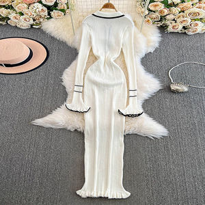 Nuovi Arrivi: <span class=keywords><strong>Abito</strong></span> Autunnale alla Moda con Colletto a Camicia, <span class=keywords><strong>Svasato</strong></span>, a Maniche Lunghe, <span class=keywords><strong>in</strong></span> <span class=keywords><strong>Maglia</strong></span> per Donna - Product Image 5