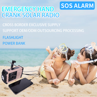 Radio à manivelle solaire auto-alimentée 2000mAh avec charge USB-C, lampe torche LED, alarme SOS, radio météo AM/FM/SW d'urgence