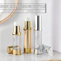 Flacon pompe airless vide pour sérum cosmétique et crème contour des yeux, 5ml 10ml, doré argenté, avec bouchon à vis