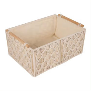 <span class=keywords><strong>Panier</strong></span> de rangement en macramé tissé à la main, <span class=keywords><strong>panier</strong></span> décoratif avec poignées en <span class=keywords><strong>bois</strong></span> pour salle de bain, salon - Product Image 4