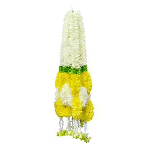 Artificial Flower Mala <b>White</b> Yellow <b>Hanging</b> Garland for Wedding Decoration Temple Pooja Festival Floral Decor Traditional Flower - Product Image 1
