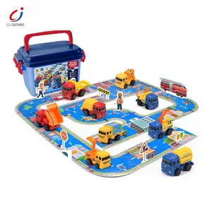 Chengji pädagogische DIY montieren Auto Slot Spielzeug Stadt zurückziehen Engineering Truck Doppelseite Puzzle Rennstrecke