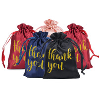 Sac cadeau en satin de soie avec cordon de serrage, impression personnalisée par transfert thermique, pour remerciement, fête de Thanksgiving, pochette pour cadeaux