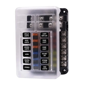 12路船用保险丝盒 12V DC，汽车 ATO/ATC 标准保险丝座，带盖子和 DIY 贴纸，汽车电动刀片保险丝盒 RV - Product Image 2