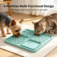 Tapis d'alimentation lente en caoutchouc de qualité alimentaire pour chiens, à quatre compartiments, anti-étouffement, pour lécher, pour chiens et chats, accessoire d'alimentation pour animaux de compagnie