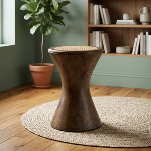 <b>Midcentury</b> Modern Wood <b>Coffee</b> <b>Table</b> With Rattan Top Handmade Living Room Furniture - Product Image 4