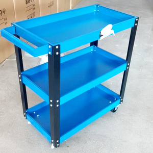 3-Layer Steel <b>Tool</b> <b>Storage</b> Cabinet Wheels 300kg Load Capacity Industrial Style Blue Color Push Handle Included OBM 3-Year - Product Image 1