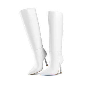 WETKISS OEM <span class=keywords><strong>Bottes</strong></span> longues à talons hauts pour femmes, <span class=keywords><strong>bottes</strong></span> en PU blanc pur, <span class=keywords><strong>bottes</strong></span> mi-cuisses sexy à bout pointu, <span class=keywords><strong>bottes</strong></span> à talons aiguilles pour la vente en gros - Product Image 3