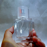 Vente en gros de flacons en verre transparent carrés réutilisables de haute qualité, personnalisables, 30 ml, 50 ml, 100 ml, avec pompe pour cosmétiques