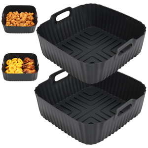 Paquete de 2 Forros de Silicona para Freidora de Aire, Cuadrados, Reutilizables, Antiadherentes, para Freidoras de Aire de 4-5 QT - Product Image 1