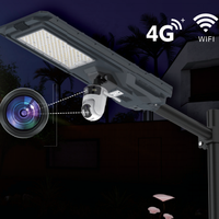 Lampe solaire de rue à double lentille 800W tout-en-un avec caméra CCTV 4MP, WiFi 4G et application EseeCloud pour jardin et route