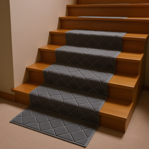 Alfombra antideslizante gris para escaleras interiores de 9x28 pulgadas con bordes suaves para escalones de madera con base antideslizante - Product Image 2