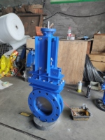 Vanne à couteau à lisier avec acuator électrique WCB/CF8/CF8M vanne matérielle avec disque en acier inoxydable dn100