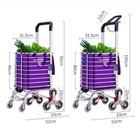 Chariot de courses portable en acier/aluminium avec sac de transport et élastique, pour monter les escaliers - Personnalisable OEM
