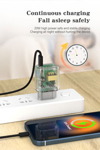 อะแดปเตอร์ชาร์จเร็วแบบยุโรปโปร่งใส20W อะแดปเตอร์แปลงไฟสำหรับมือถือ <span class=keywords><strong>iPhone</strong></span> ใบรับรอง ETL FCC ROHS - Product Image 3