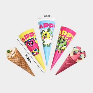 Manchon en papier kraft recyclable à double paroi avec logo personnalisé Papier d'emballage personnalisé de qualité alimentaire pour cornet de crème glacée - Product Image 1