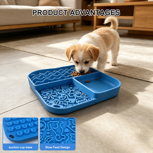 Factory Direct Wholesale 3 in 1 Feed Slow <b>Food</b> Bowl <b>Mat</b> Pet Silicone Suction Cup Licking <b>Mat</b> Eco-Friendly Portable <b>for</b> <b>Dogs</b> - Product Image 5