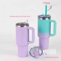 Gobelet de voyage réutilisable en acier inoxydable de 40oz Style américain Double paroi isolée sous vide avec poignée et paille