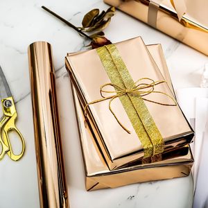 Rose Gold Metallized Gift Wrapping Paper <b>Roll</b> for Holiday Packaging - Product Image 1