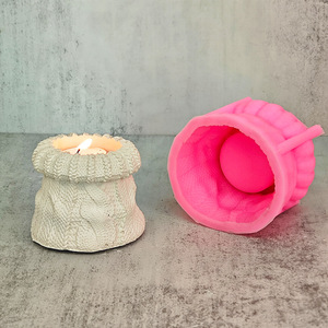 Early Riser Petit <span class=keywords><strong>Laine</strong></span> Tricoté Chapeaux Gypse Pots De Fleurs Chandelier Silicone Moule DIY Boîtes De Rangement Bougies Bocaux Moulures - Product Image 3