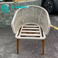 Vente en gros de mobilier de salle à manger d'extérieur Chaise de salle à manger avec base en bois de teck Chaise de jardin en corde tissée en aluminium tout temps pour hôtel restaurant