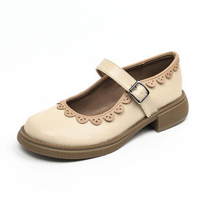 Ligne Vintage française Mary Jane chaussures femme été semelle épaisse tête ronde chaussure unique britannique grande taille petites chaussures en cuir - Product Image 5