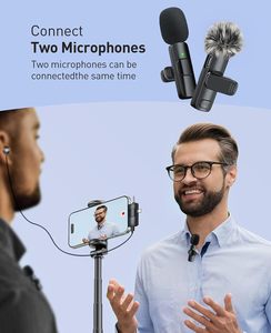 ไมโครโฟนไร้สายแบบหนีบเสื้อ K15 สำหรับ iPhone Android กล้อง ลดเสียงรบกวน บันทึกเสียง ไมค์หนีบ - Product Image 3