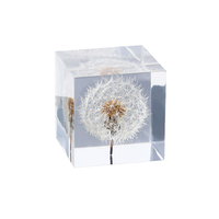 Presse-papiers carré et cubique en résine transparente, vente en gros d'usine, presse-papiers en résine époxy cristalline pour fleurs, pour Halloween et Noël