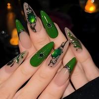 Faux ongles à presser faits main en gros, longs, forme stiletto, rouge vif brillant, réutilisables