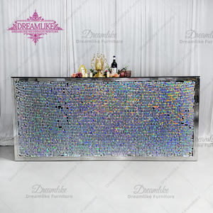 Table de <span class=keywords><strong>bar</strong></span> rectangulaire en métal argenté au design moderne Nouvelle <span class=keywords><strong>tendance</strong></span> Meubles de boîte de nuit pour hôtels et appartements pour les fêtes en club - Product Image 2