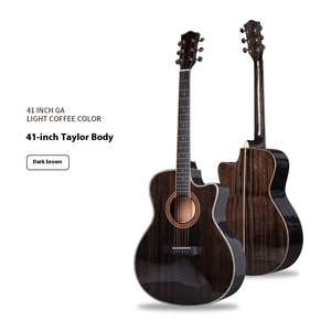 Đàn Guitar Acoustic dân gian 41 inch không có thương hiệu Gỗ gụ màu cà phê bóng loáng đầy đủ bảng đơn-Có mặt sau phong/Mặt Gỗ Mun 6 dây - Product Image 6