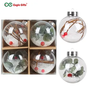 EAGLE GIFTS Top Sale 80mm 16pcs Home Decor Luxus Weihnachten Kunststoff transparent Klare Kugel Ornament