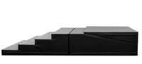 Tapis de gymnastique incliné et combiné avec marchepieds, rampe d'obstacles pour équilibre sur les mains avec escaliers, en PVC noir écologique, longueur 132 pouces