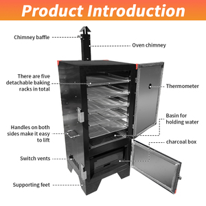 <span class=keywords><strong>Barbecue</strong></span> extérieur avec cheminée réglable, aérations ajustables et bac à charbon d'essence amovible - Product Image 2